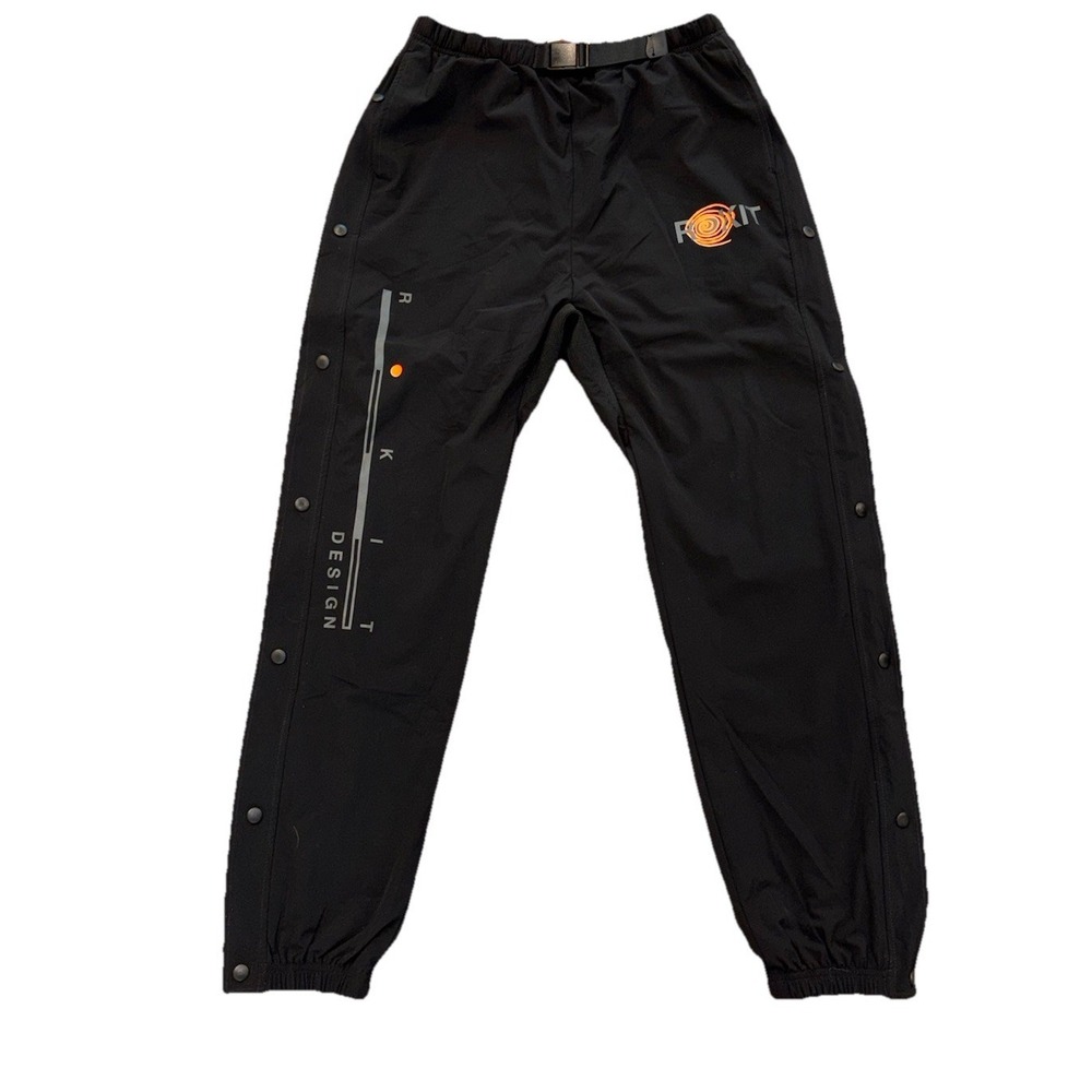 ROKIT Designer Core Nylon Black‎ Tear Away Track Pants Joggers Men's Large